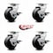 Service Caster 4 Inch Polyolefin Swivel Caster Set with Roller Bearings and Brakes SCC SCC-20S420-POR-TLB-4 - alternate 2